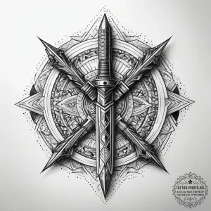 Tattoo sketch weapon, concept art for tattoo,... - эскиз тату (№1758253252_0, 19.09.2025 03:40) — tattoo-photo.ru
