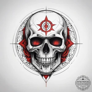 Tattoo sketch череп с руническим кругом, tatt... - эскиз тату (№1758253444_0, 19.09.2025 03:44) — tattoo-photo.ru
