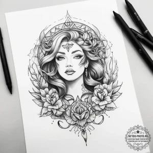 Tattoo sketch siren tattoo - эскиз тату (№1758256401_0, 19.09.2025 04:33) — tattoo-photo.ru