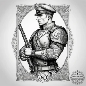 Tattoo sketch soldier with a scroll, tattoo d... - эскиз тату (№1758259754_0, 19.09.2025 05:29) — tattoo-photo.ru