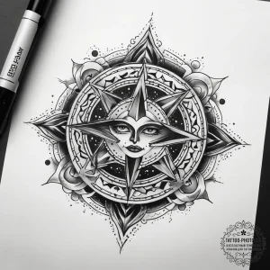 Tattoo sketch cosmic creation, tattoo flash s... - эскиз тату (№1758260724_0, 19.09.2025 05:45) — tattoo-photo.ru