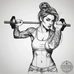 Tattoo sketch trainer a person with a dumbbel... - эскиз тату (№1758260918_0, 19.09.2025 05:48) — tattoo-photo.ru