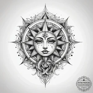 Tattoo sketch celestial tattoo - эскиз тату (№1758265210_0, 19.09.2025 07:00) — tattoo-photo.ru