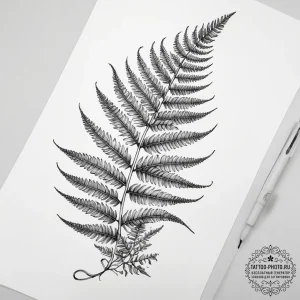 Tattoo sketch fern leaf, tattoo line art, bla... - эскиз тату (№1758266768_0, 19.09.2025 07:26) — tattoo-photo.ru