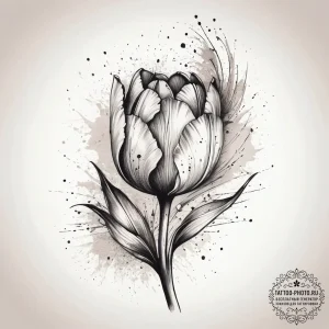 Tattoo sketch tulip with a quote, tattoo line... - эскиз тату (№1758270714_0, 19.09.2025 08:31) — tattoo-photo.ru