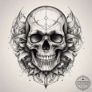 Tattoo sketch череп с инопланетянином, tattoo... - эскиз тату (№1758270907_0, 19.09.2025 08:35) — tattoo-photo.ru