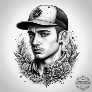 Tattoo sketch delivery driver a person with a... - эскиз тату (№1758271698_0, 19.09.2025 08:48) — tattoo-photo.ru