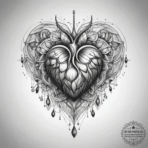 Tattoo sketch bleeding heart, tattoo drawing... - эскиз тату (№1758275228_0, 19.09.2025 09:47) — tattoo-photo.ru