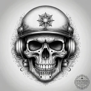 Tattoo sketch skull in a helmet, tattoo sketc... - эскиз тату (№1758275431_0, 19.09.2025 09:50) — tattoo-photo.ru