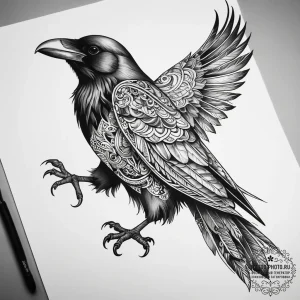 Tattoo sketch common raven, tattoo drawing ou... - эскиз тату (№1758278164_0, 19.09.2025 10:36) — tattoo-photo.ru