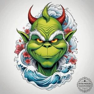 Tattoo sketch the grinch with a claw, tattoo... - эскиз тату (№1758281082_0, 19.09.2025 11:24) — tattoo-photo.ru