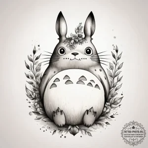 Tattoo sketch studio ghibli totoro, tattoo fl... - эскиз тату (№1758281276_0, 19.09.2025 11:27) — tattoo-photo.ru