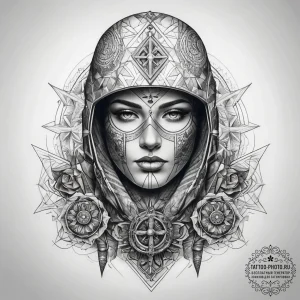 Tattoo sketch soldier with a lock, artistic t... - эскиз тату (№1758282086_0, 19.09.2025 11:41) — tattoo-photo.ru